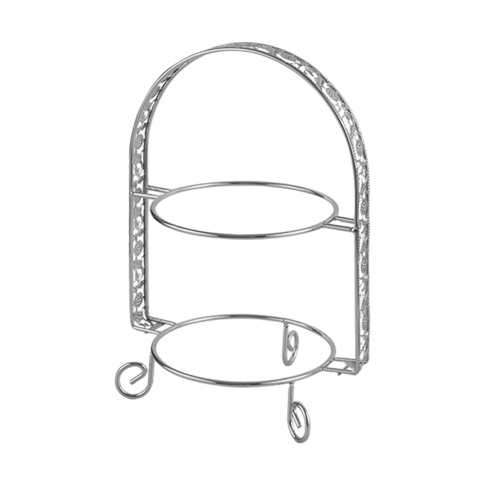 Bothyi Double Layers Dessert Serving Stand Cookies Snack Tray Rack Accessories for Kitchen Stylish Versatile 31.5x23cm Pastry Holder, Silvery