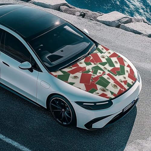Image of Mexico Print Truck Hood Wraps for Cars Hood Wrap Protector Washable Car Hook Elastic Fabrics Can be Washed Hook Wraps