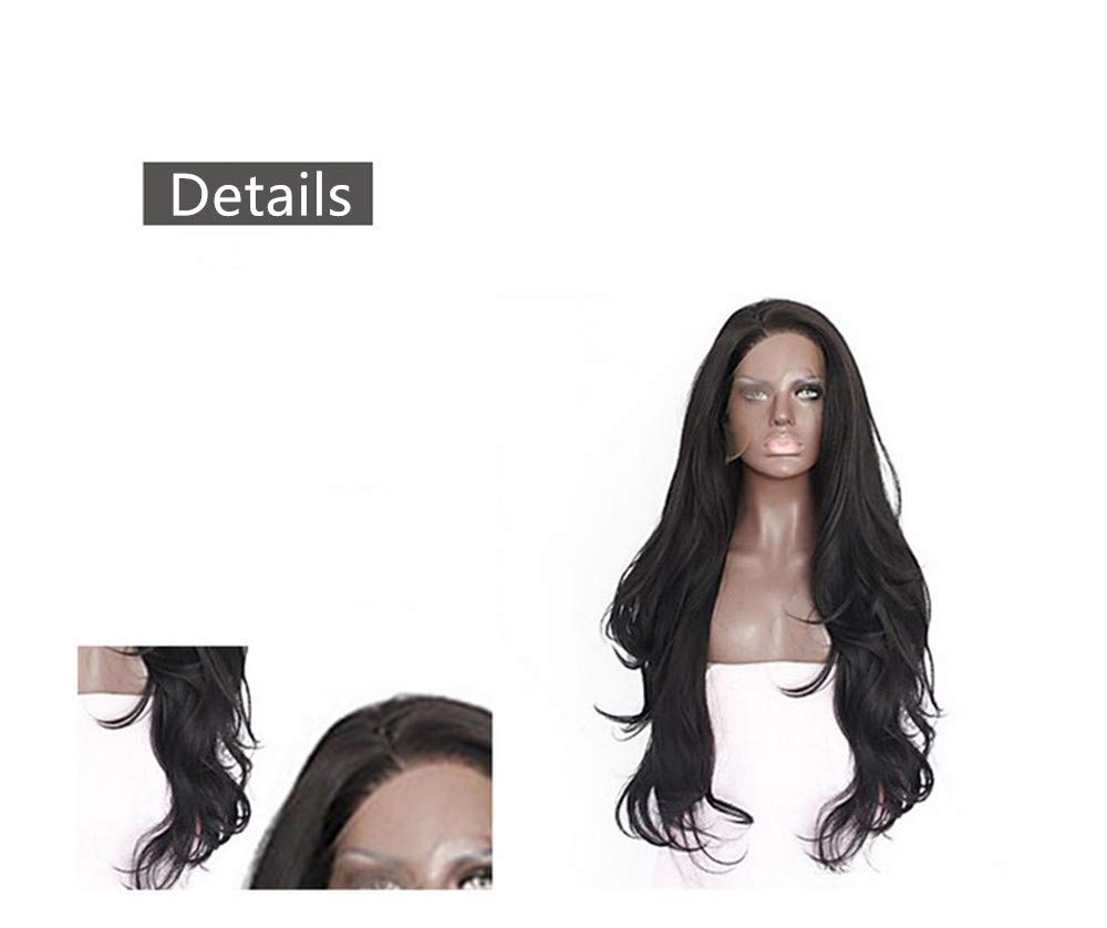 Greenmirr Black Lace Front Wig Long Wavy 13X4 Lace with Side Partition Wall Heat Resistance Synthetic Hair 26in - Image 4
