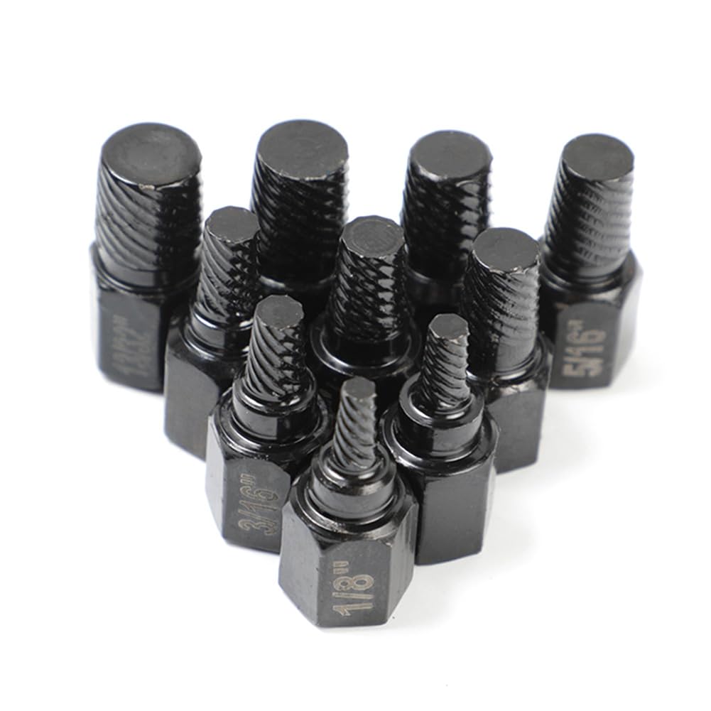 Kit de 10 Piezas de Extractor de Tornillos dañados, Juego de Brocas de Metal fáciles de extraer, Perno Roto, espárrago de múltiples estrías
