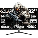ZZA Gaming Monitor 32” QHD (2560 x 1440) Display, 165Hz Refresh Rate, 1ms, HDR 10, sRGB 95% Color Gamut, FreeSync Premium, VESA Mountable,Angle Adjust,DisplayPort 1.4, HDMI2.0