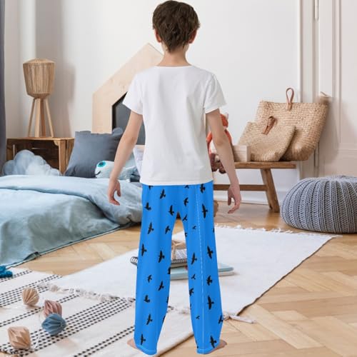 Boy's Pants Flying Black Bird Dawn Jogger Pants Elastic Waist Long Bottoms Trousers with Pockets 6-14 Years3