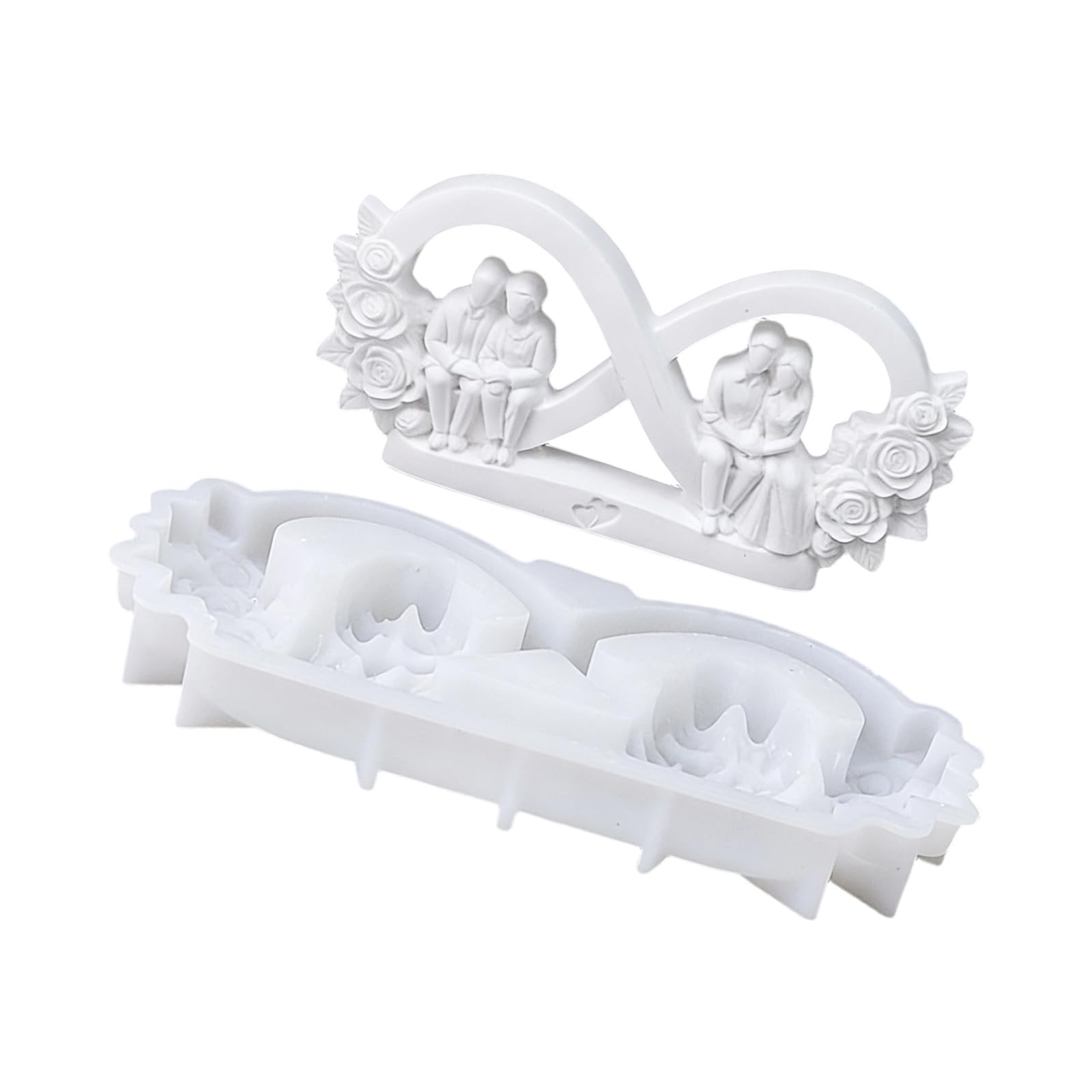 Hredyqw Couple Silicone Valentine's Themed Candle Silicone Mould for Resin Art Making Candle Soap