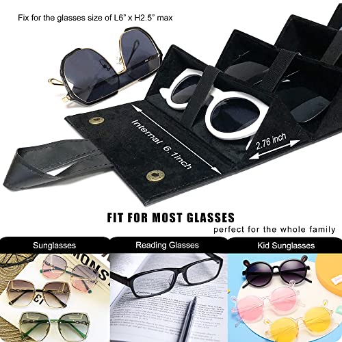 Image of Longjet Glasses Case Travel Sunglasses Organizer Leather Eyeglasses Storage Box Multiple Slots Hanging Eyewear Holder