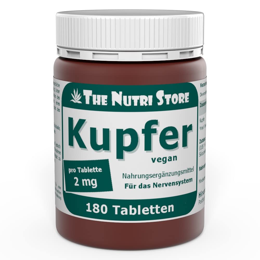Kupfer 2 mg vegane Tabletten 180 Stk. - Für das Nervensystem - 6 Monatsvorrat