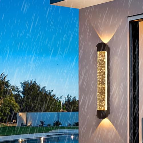 Applique murale LED extérieure étanche IP65 design bulles de cristal en aluminium noir 63cm