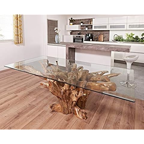 chelsea home and leisure ltd Teak Root Dining Table Rectangle 2m Rustic Tree Table Cover