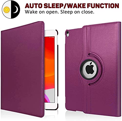Image of 360 Degree Rotating Smart Leather Case Cover with Auto Wake Up /Sleep Feature for Apple iPad Pro 10.5 inch 2017 Case, iPad Air 3 (3rd Gen) 10.5 inch 2019 Case (Purple)