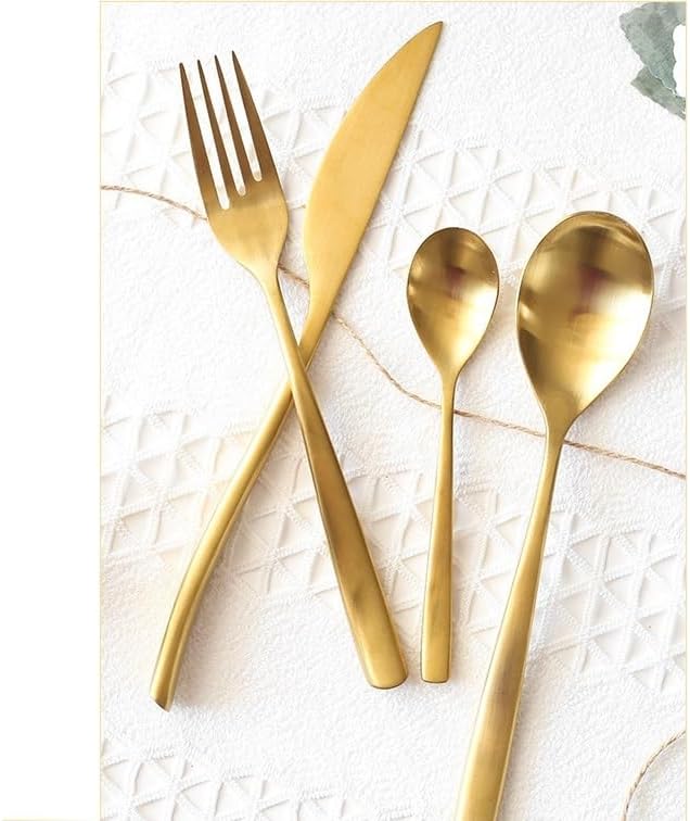 Silverware Flatware Cutlery Set, 4/16/24/32/40/48 Pieces Silver 304 Knife, Fork and Spoon Set Table Knife, Fork and Spoon Stainless Steel Tableware.Gold-48 Pieces for 12 -Rose Gold-48 Pieces for 12