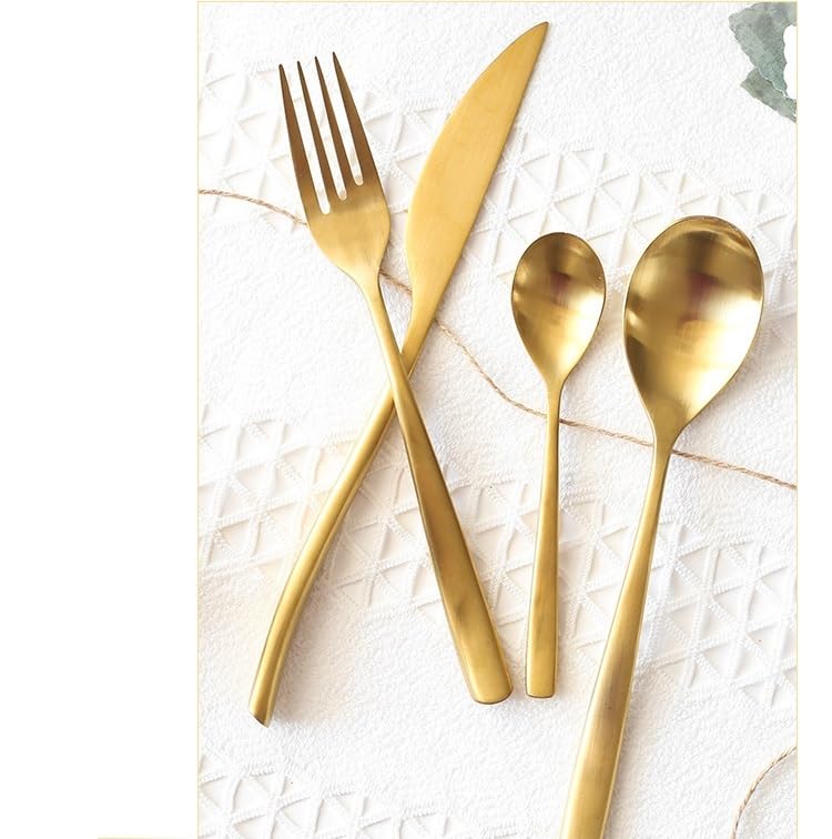 Besteckset, 4/16/24/32/40/48-teilig, Silber 304, Messer-, Gabel- und Löffelset, Tafelmesser, Gabel und Löffel, Edelstahlgeschirr. Gold, 40-teilig für 10 Personen (Roségold, 40-teilig für 10 Personen)