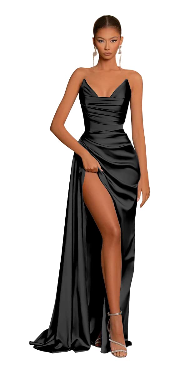 strapless open back dress Rose Gold Dylan & Davids Fitted Long Formal Prom Dress – Urbanheer