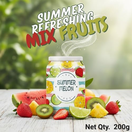 Image of Summer Melon Natural Air Freshener Gel 200g. | Long Lasting Mix Fruit Scent, Odor Eliminator for Car, Home & Office | Refreshing Aroma & Easy Spill-Proof Design (Mix Fruit)