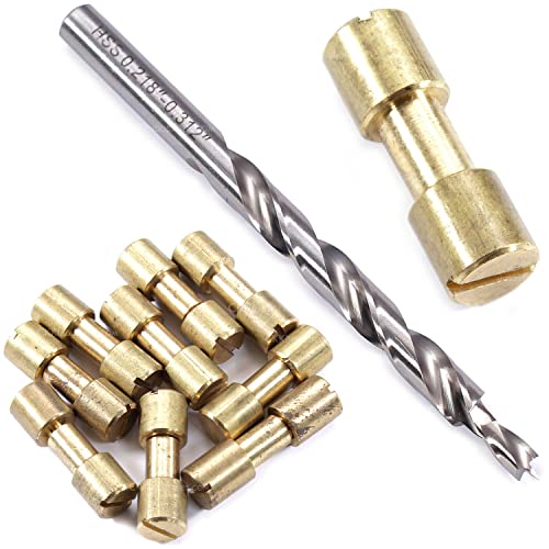 Corby Bolt Fasteners (10 Pack) with Step Drill for DIY Handles &amp; Knife Handle Repair - USA Size (0.312 x 0.218 x 0.96 Inch) - (Brass) - for Full Tang Fixed Blade Knives