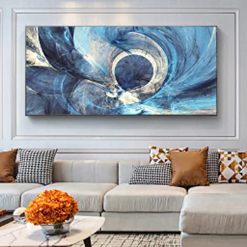 Toile bleue abstraite moderne affiche salon et impression murale - 4