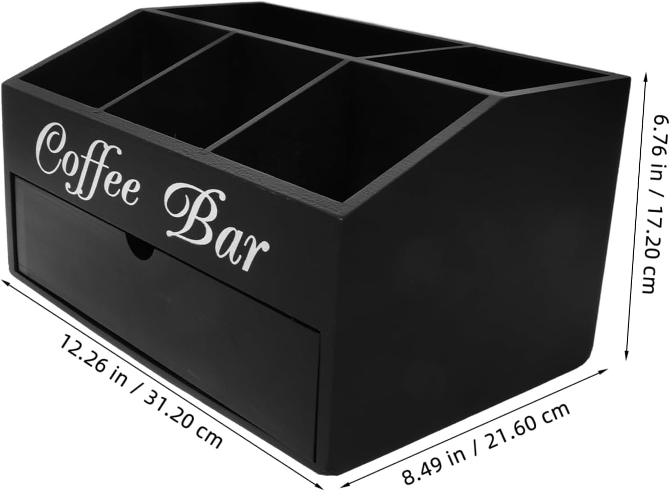 Coffee Bar Organizer Multi-purpose Station Box Wooden Straws Holder Napkin Sugar and Cup Storage for Office or Home