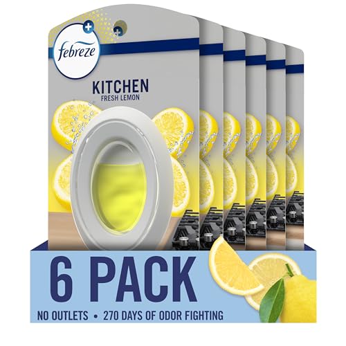 Febreze BATH Air Freshener, Odor-Fighting, Plug In Alternative, Air Fresheners for Home and Bathroom and Kitchen, Closet Air Fresheners, Kitchen Odor Fighter Scent, 6 Count