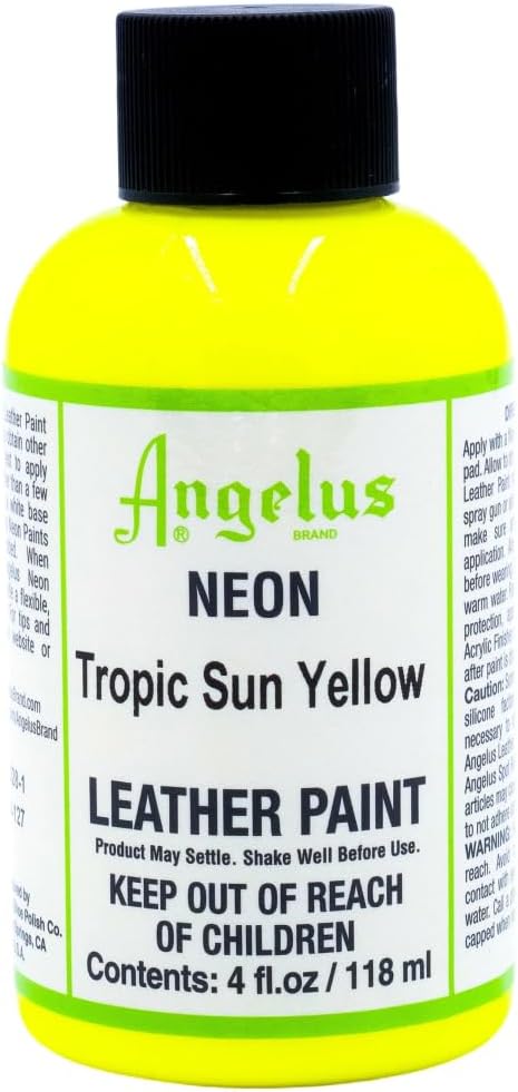 Leather Paint, 4 Ounce Jar, Neon Tropic Sun Yellow
