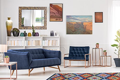 Multi-Colored & Gold, Luxe Mosaic Glass Framed Wall Mirror, Decorative Embossed Mosaic Rectangular Vanity Mirror/Accent Mirror (Large) #TOP3