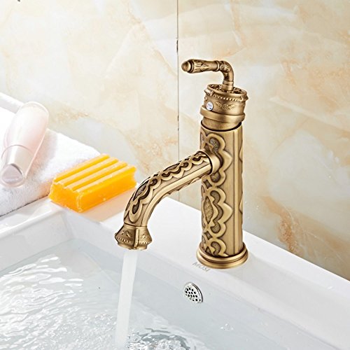 Robinet mitigeur lavabo antique laiton évier eau chaude froide rotatif