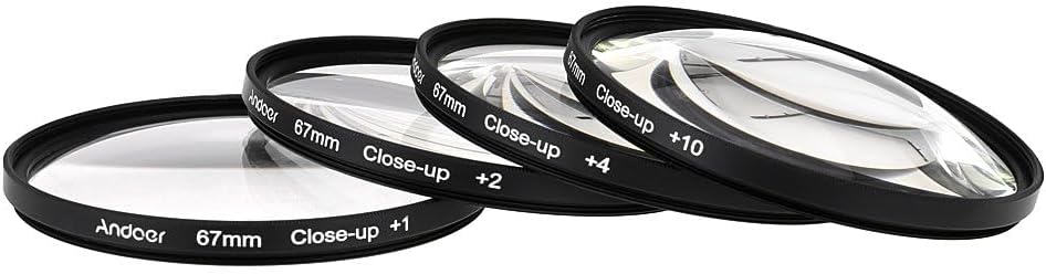 Andoer 67mm Macro Close-Up Filter Set +1 +2 +4 +10 Compatible with Nikon D80 D90 D7000 Canon Tamron Sigma DSLRs