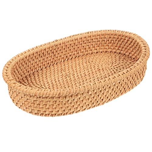 VINTORKY Fruit Storage Basket Safe Dessert Basket Christams Bread Baskets Woven Tray Basket Woven Basket Woven Fruit Bowl Small Wicker Baskets Woven Storage Baskets Decor and Rattan