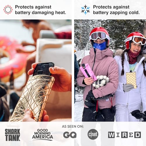 Image of PHOOZY Apollo II Thermal Phone Case with NASA-Derived Technology - Extends Battery Life 4X in Hot or Cold Weather - Military Grade 8-Foot Drop Protection Insulated Pouch - Large Gold