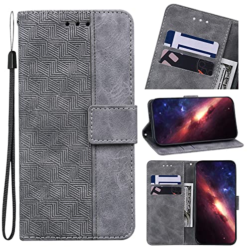 Jiajihua Funda Compatible con Realme Narzo 50A Prime 4G,Compatible con Realme Narzo 50A Prime 4G Ranura para Tarjetas Cierre magnético Flip Stand [PU Cuero + Shell] Gray