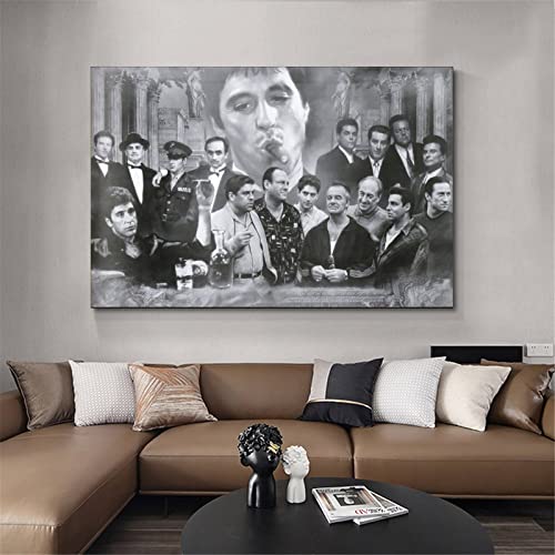 Qtaii Scarface Goodfellas Godfather Sopranos Poster Decorative Painting Canvas Wall Art Living Room Posters Bedroom Painting 16X24Inch(40X60Cm) #TOP3