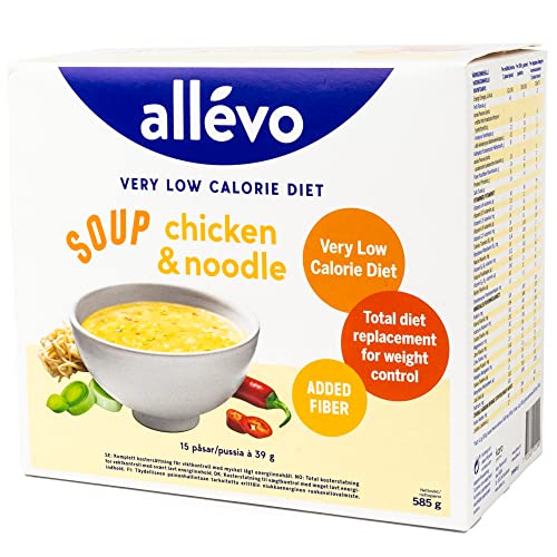 Hähnchen-Nudel-Suppe - kalorienarmer Mahlzeitenersatz - Unterstützung bei Diät, Abnehmen & Gewichtskontrolle - 15 Portionen - Allévo by Alpha Foods