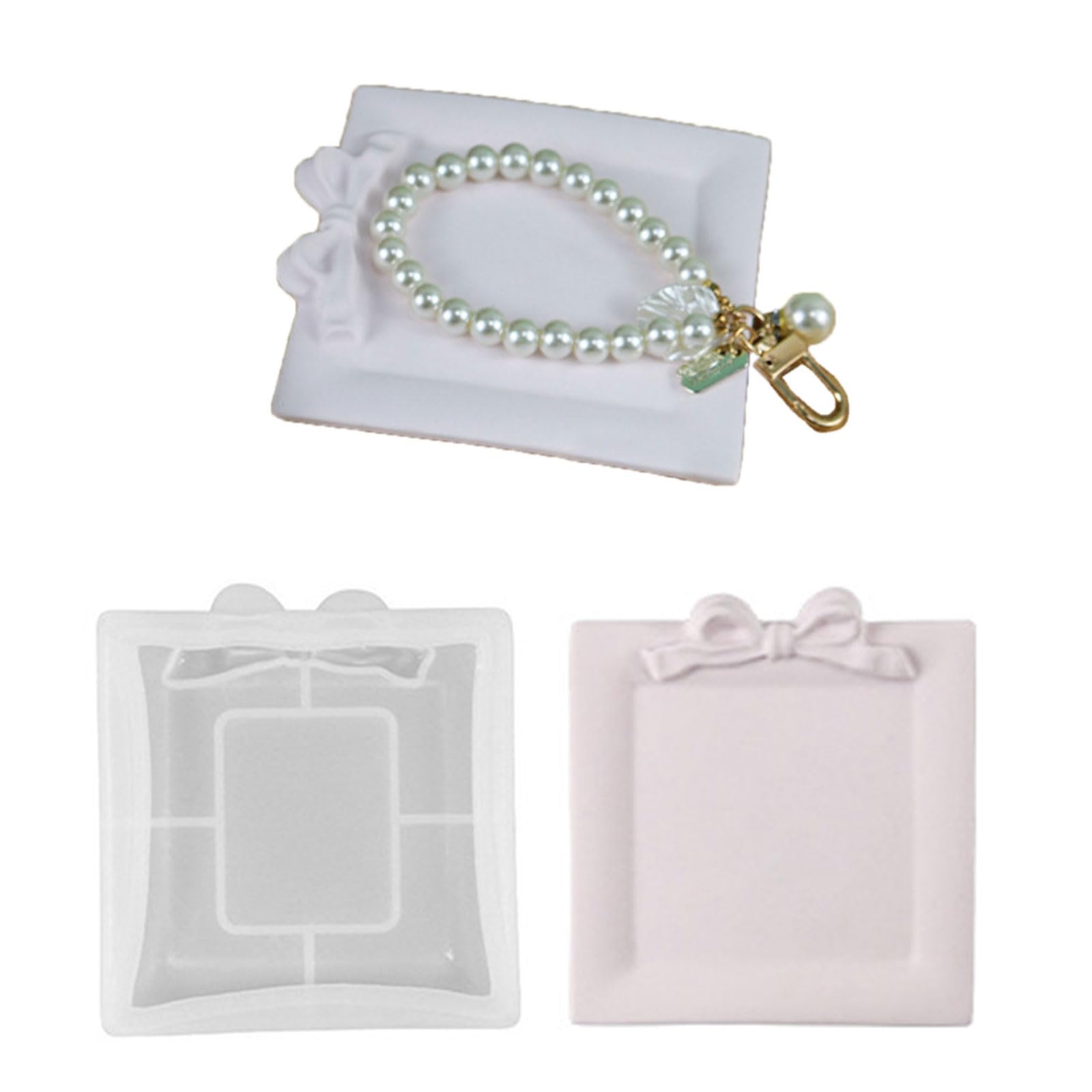 Resin Tray Mold Silicone Jewelry Tray Molds Bowknot Epoxy Casting Molds Storage Box Gypsum Plsater Decorations