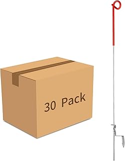 Fence Shock 30 Pack 41 Inches Systems Pig Tail Step-in Fence Post, Stainless Steel for Garden and Farm, Portable Fence Ideal for Electric Fencing - Red