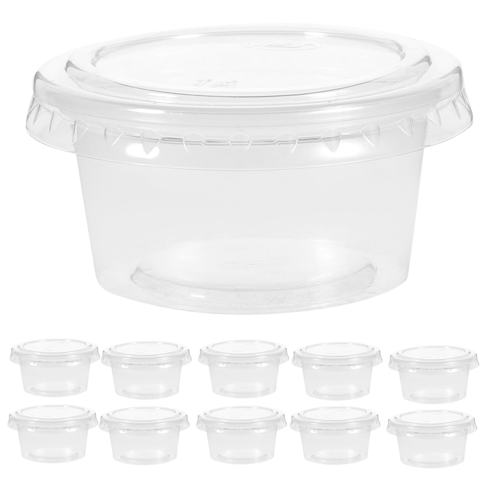 CIYODO 100pcs 1oz Jelly Yogurt Mousses Portion Cups Lids Disposable Food Containers for Salad Dressings Sauces