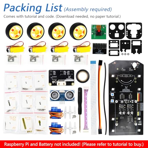 Image of Freenove 4WD Smart Car Kit for Raspberry Pi 5 4 B 3 B+ Zero 2 W, Face Tracking, Line Tracking, Light Tracing, Obstacle Avoidance, App Control, Camera, Servo (Raspberry Pi NOT Included)