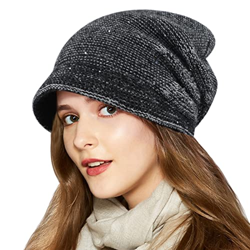 Comilaka Femme Bonnet Souple Beanie Tricot Béret Casquettes Doublure Polaire Hiver Cover