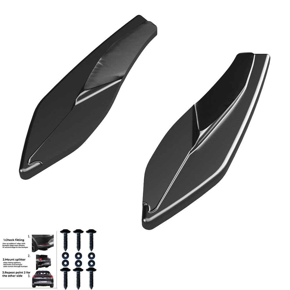 Oneway Jupes de pare-chocs arrière (coins) compatible avec Audi A3 8Y Sportback S3/S-Line 2020-2024 - Noir brillant