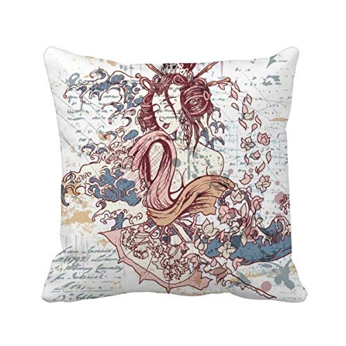 Coussin de Canapé Japonais Ondes Carrées Multicolore avec Insert - 2