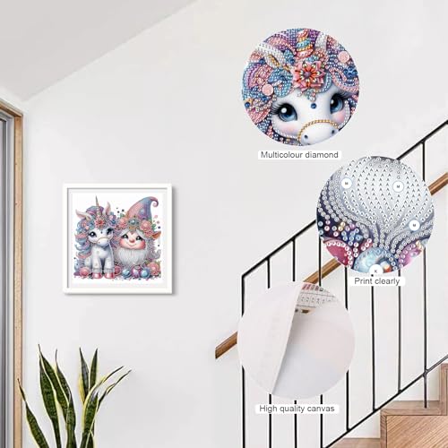 Image of AiYuanzsh Diamond Art Painting Kits for Adults, 5D Special Shape Diamond Art Kits for Beginners, Crystal Rhinestones Diamond Art Painting for Home Wall Decoration Gift 12x12inch, Animal and Gnome