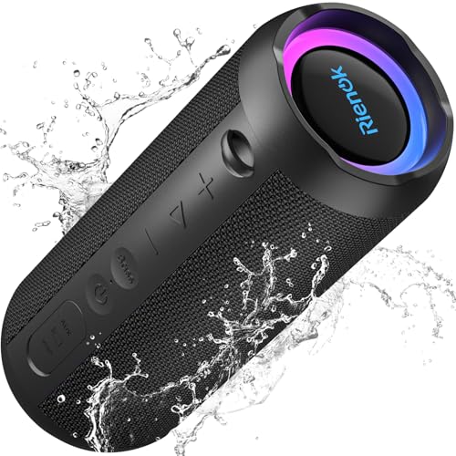 RIENOK Altavoz Bluetooth 5.3 30W Altavoz Inalámbrico Portátil Impermeable IPX7, Bass, Sonido Estéreo, Apoya Micro SD AUX