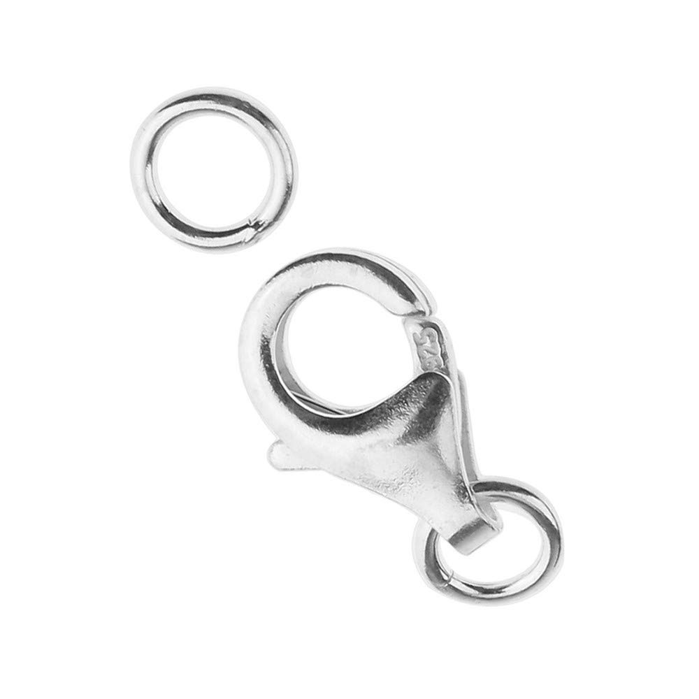 1 pezzo Chiusura a moschettone in argento sterling 925 per gioielli fai da te - Argento, 8mm Migliore Scelta