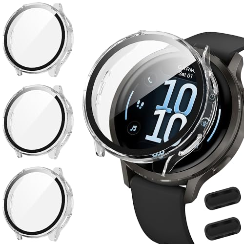 Suoman for Garmin Venu 4 41mm Screen Protector Case, HD Tempered Glass Screen Protector, Hard PC Glossy Protective Cover for Garmin Venu 4 Smartwatch (Clear 41mm)