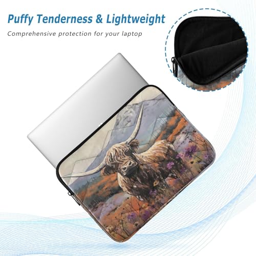 Funda para portátil 13-14 pulgadas con diseño vaca Highland miniatura 5