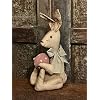 Primitives Supplies for Grubby Primitive Rustic Easter Bunny w Pink Polka Dot Egg Doll 10 Poseable Ears for Home Easter Holiday Decor