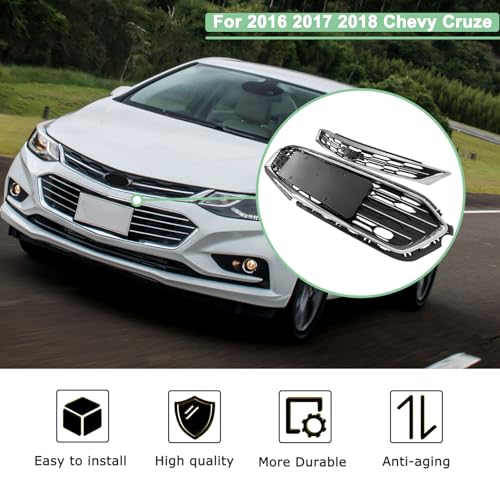 Image of Front Hood Bumper Grill For Chevy Cruze Upper Lower Mesh Grille Replacement 2016 2017 2018