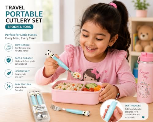 Image of Cutlery Set with Box for Dining | Stainless Steel Spoon, Fork | Reusable Tableware for Home, Kitchen, Office, Restaurant & Travel | Durable Mirror Finish Flatware