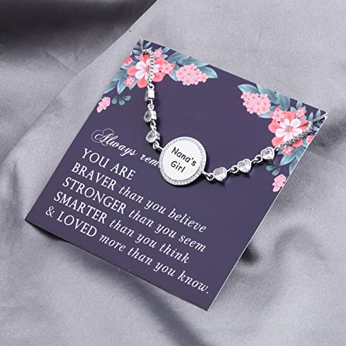 Image of FEELMEM Nana's Girl Slider Bracelet To My Girl Jewelry Granddaughter Gift Grandkids Jewelry Granddaughter Graduation Gift (Nana's Girl Bracelet)