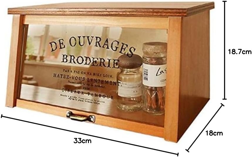 BREA-1476BR 日本製 ブレッドケース ガラス扉 パンケース (ブラウン)