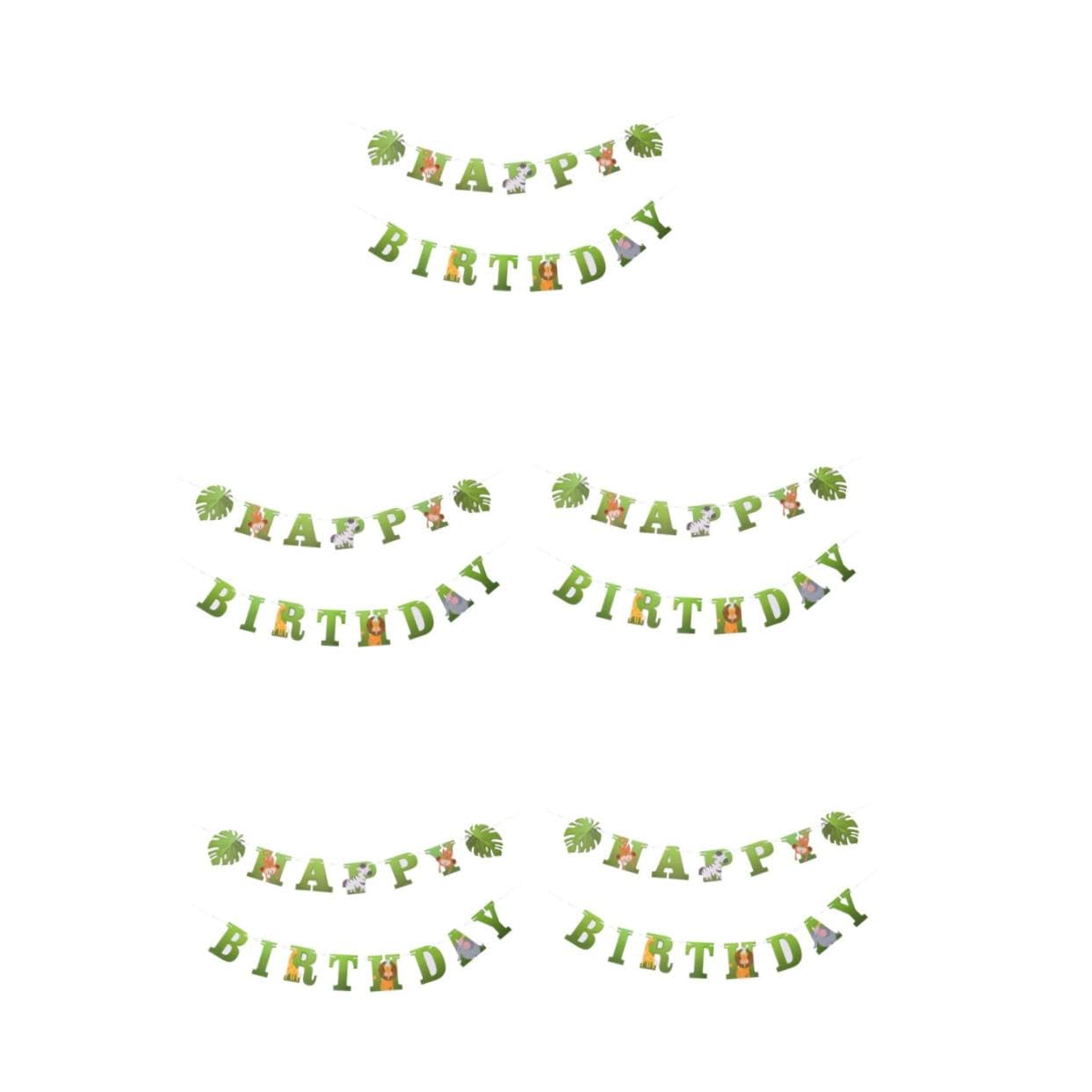 Alasum 5juegos Banner De Cumpleaños De Animales Coloridos Para Fiesta Infantil Decoraciones De Fiesta De Tema Jungle Banderín De Feliz Cumpleaños Para Celebraciones De Niño Niña y