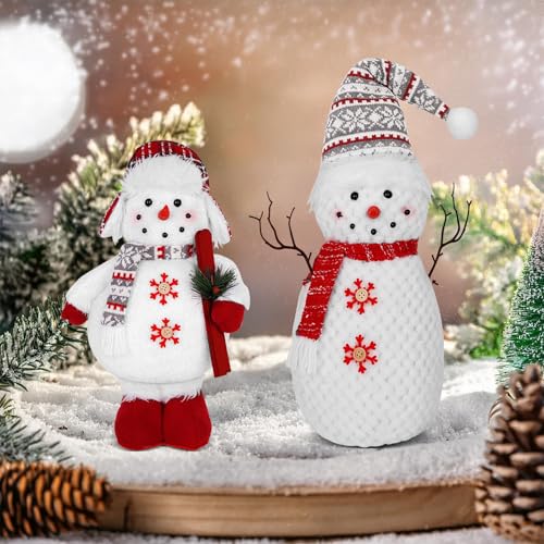 Set-of-2-Christmas-Plush-Snowman-Tabletop-Decorations-Stuffed-Snowman-Christmas-Figurines-Indoor-Decor-for-Home-Cute-26inch-Xmas-Doll-Handmade-Holiday-Party-Light-up-LED-Snowman-Gifts Set of 2 Christmas Plush Snowman Tabletop Decorations Stuffed Snowman Christmas Figurines Indoor Decor for Home Cute 26inch Xmas Doll Handmade Holiday Party Light up LED Snowman Gifts