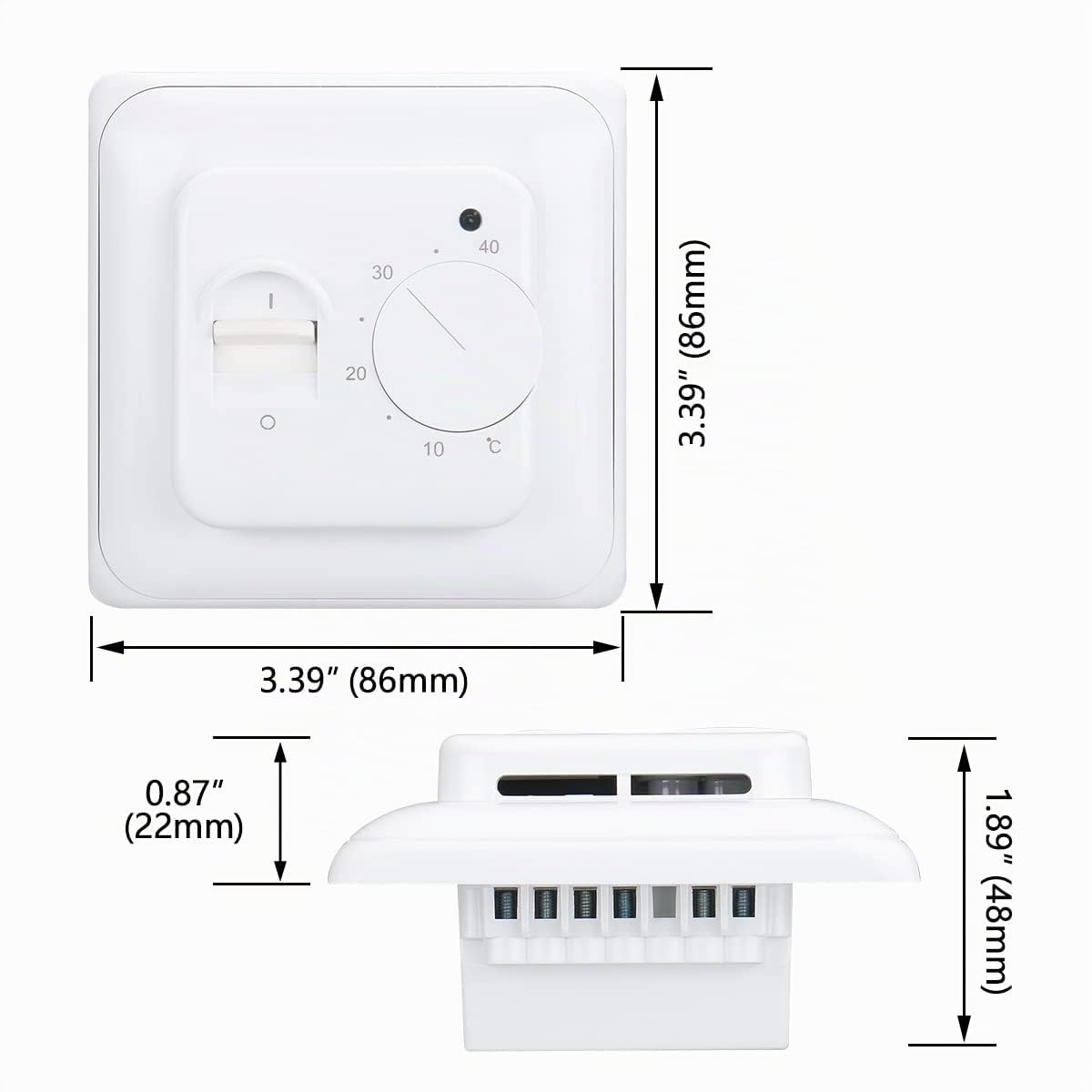 Wengart Thermostat mécanique WG01, AC 230 V 16 A pour appareils de Chauffage électrique avec sonde de capteur de Sol, Blanc