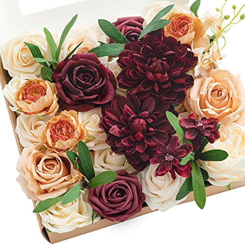 Ling's moment Künstliches Blumen-Set mit Pfirsich-bordeaux-Herbst-Motiv Cover